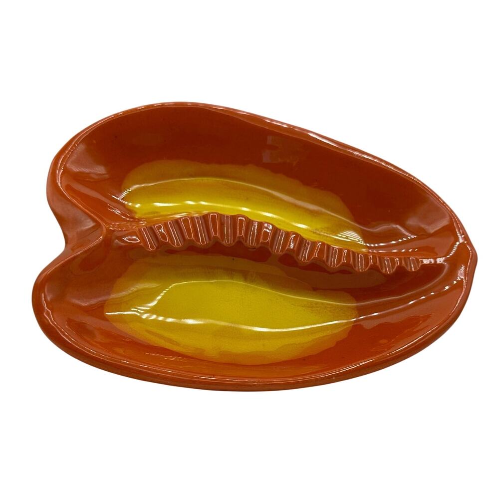 Vintage Ashtray California Pottery Orange and Yellow USA Mold 404